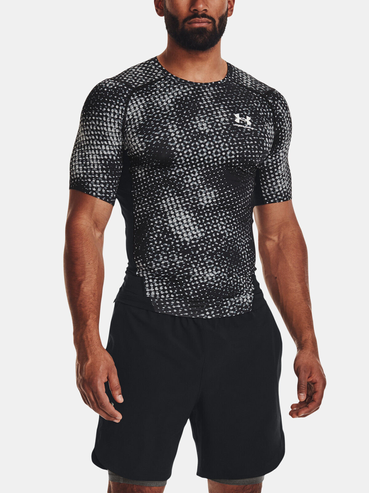 Under Armour T-Shirt UA HG Armour Prtd Comp SS-BLK - Mens