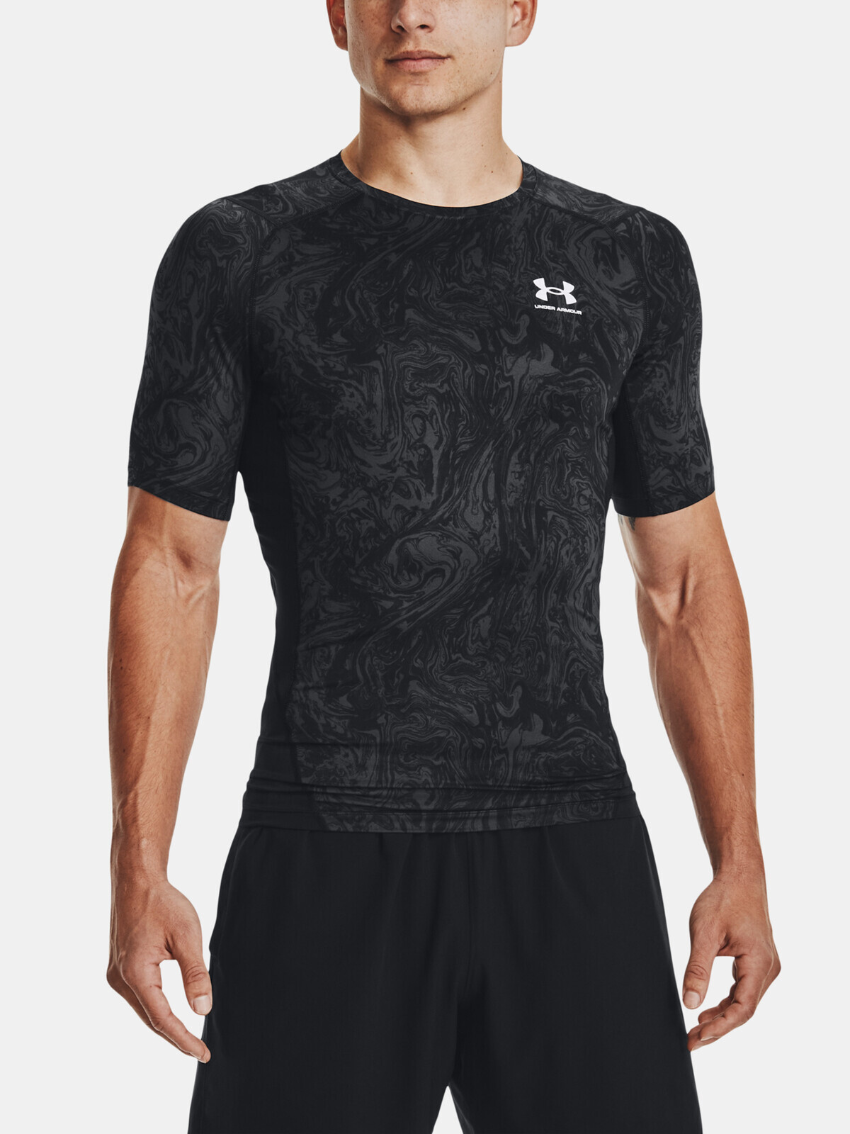 Under Armour T-Shirt UA HG Armour Comp Print SS-BLK - Mens