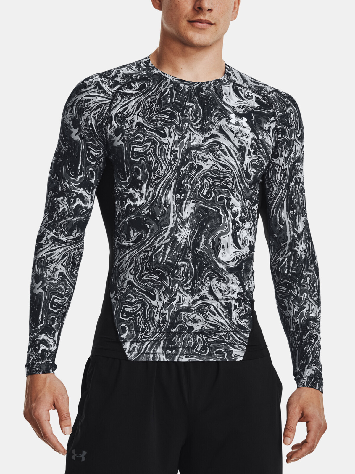 Under Armour T-Shirt UA HG Armour Comp Print LS-GRY - Mens