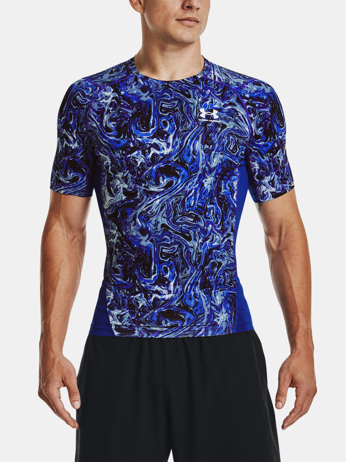 Under Armour T-Shirt UA HG Armour Comp Print SS-BLU - Mens