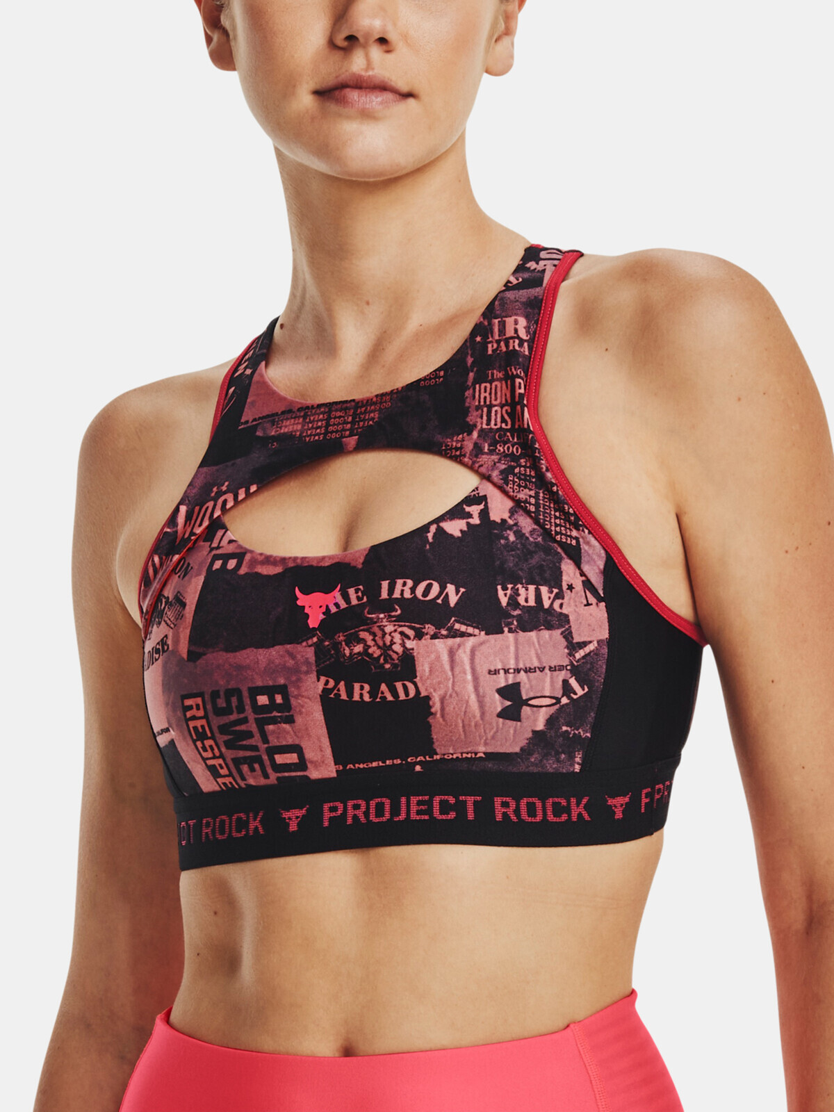 Ružovo-čierna športová podprsenka Under Armour