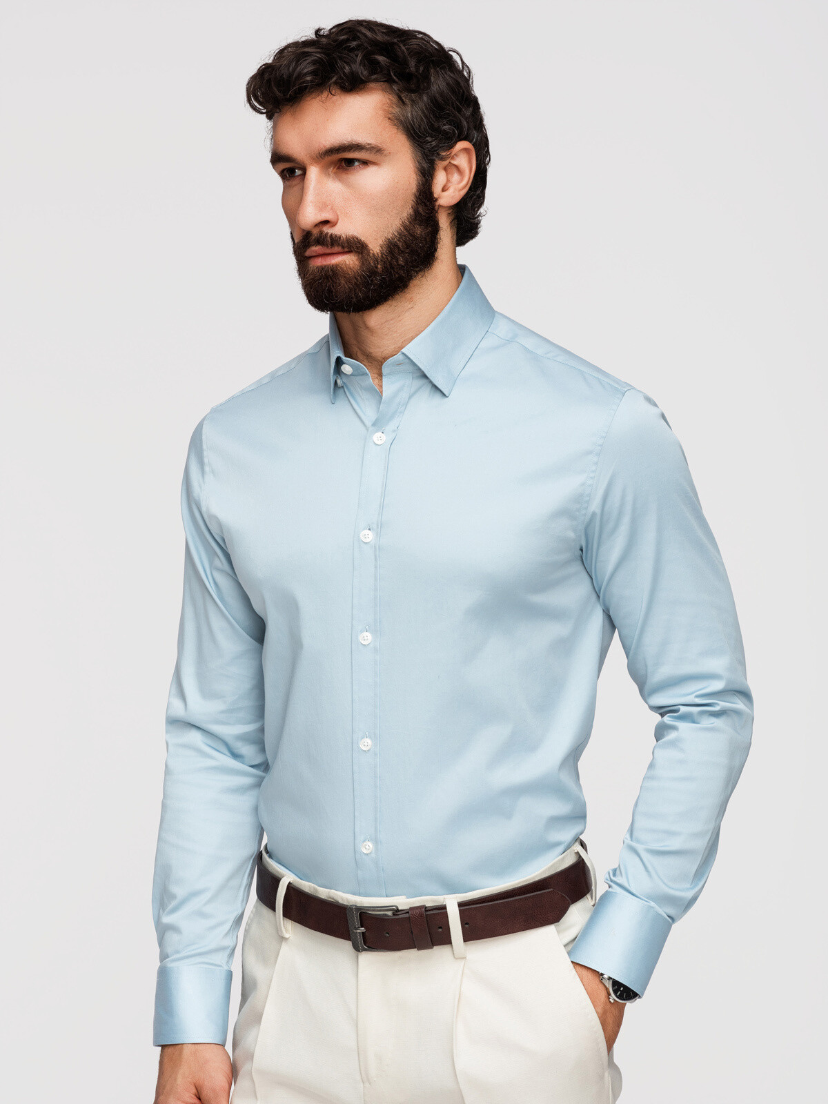Pánska slim fit košeľa s hodvábnym vzhľadom
