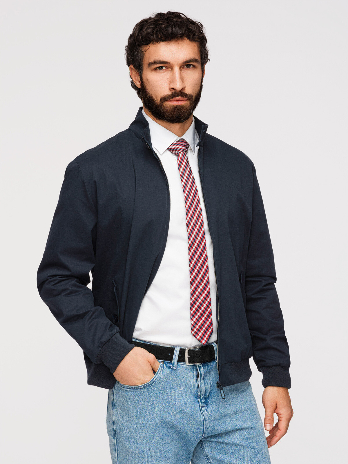 Pánska bunda Ombre Harrington - námornícka modrá