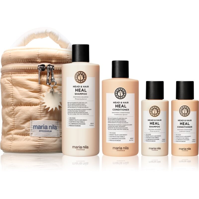 Maria Nila Head & Hair Heal Beauty Bag darčeková sada proti lupinám a vypadávaniu vlasov 4 ks