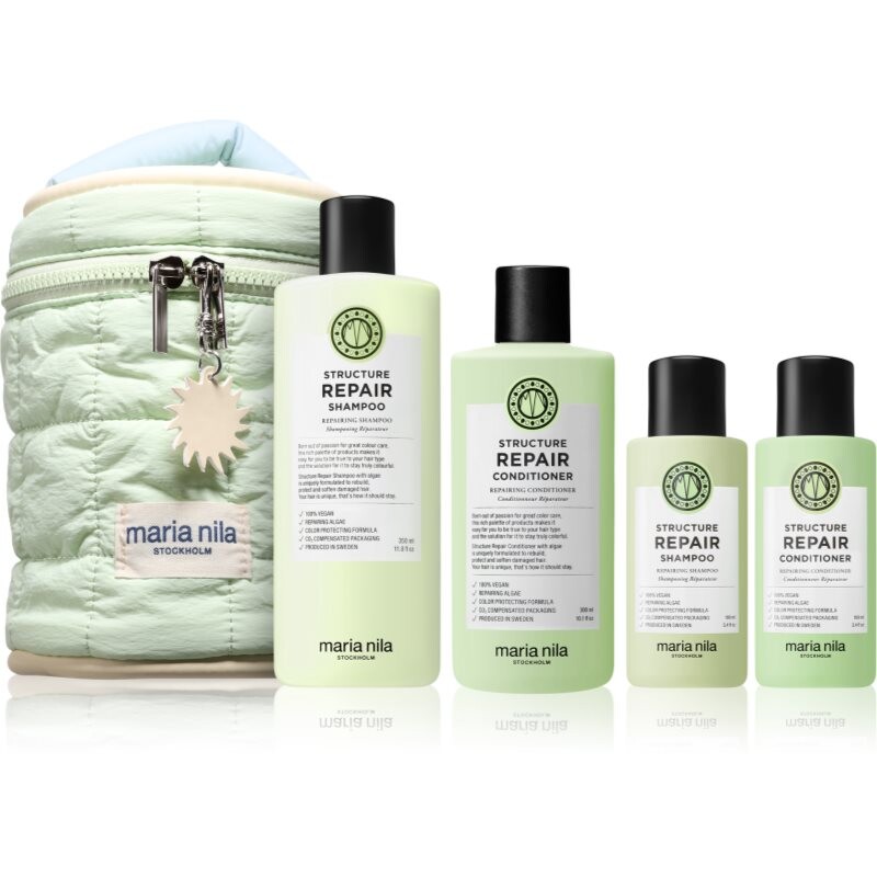 Maria Nila Structure Repair Beauty Bag darčeková sada pre suché a poškodené vlasy 4 ks