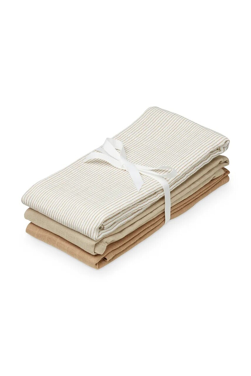 Cam Cam Copenhagen plienka detská bavlnená Classic Stripes Camel 3-pak