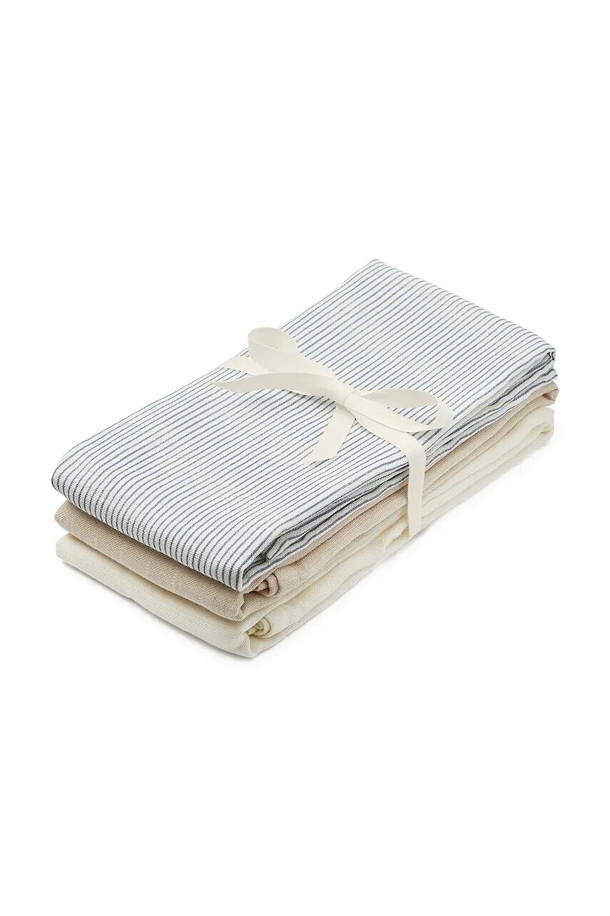 Cam Cam Copenhagen plienka detská bavlnená Classic Stripes Blue, Praline, Creme White 3-pak