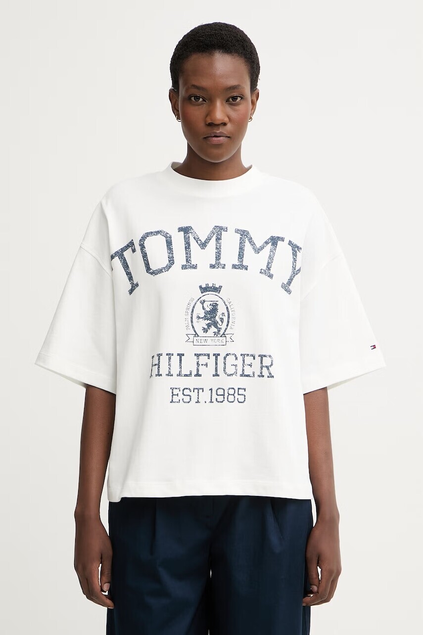 Tommy Hilfiger oversize tričko dámske bavlnené