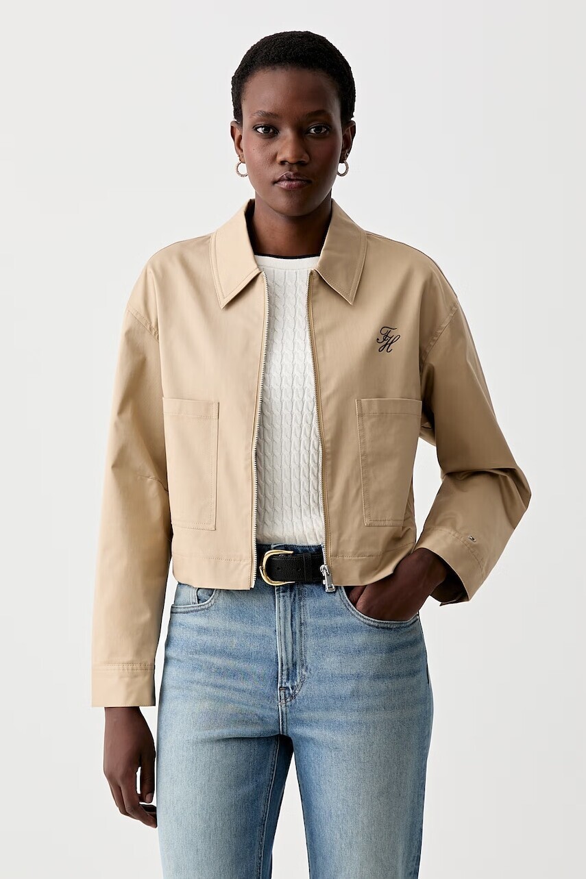 Tommy Hilfiger prechodná bunda dámska bavlnená s elastanom
