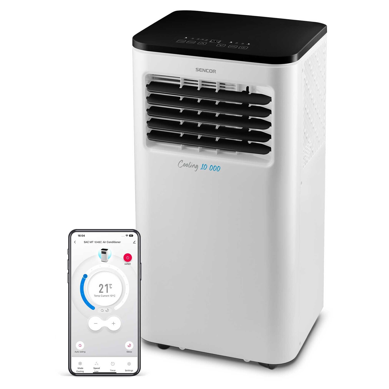 Sencor SAC MT1048C Mobilná klimatizácia Wi-Fi 10 000 BTU/h, 3 režimy prevádzky (Chladenie / Ventilácia / Odvlhčovanie) 2 úrovne nastavenia rýchlosti