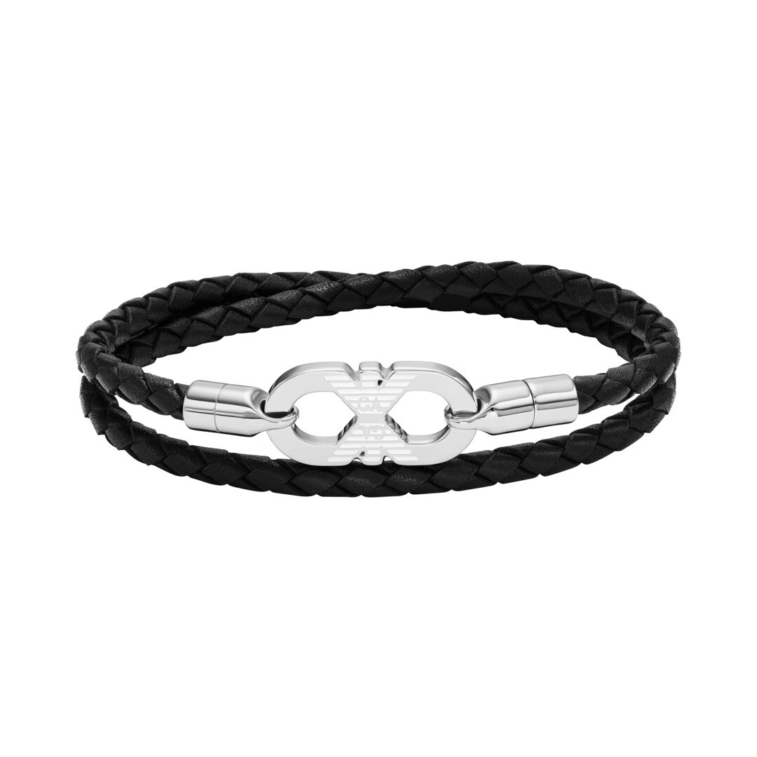 Emporio Armani Fashion kožený náramok Eagle Logo EGS3299040
