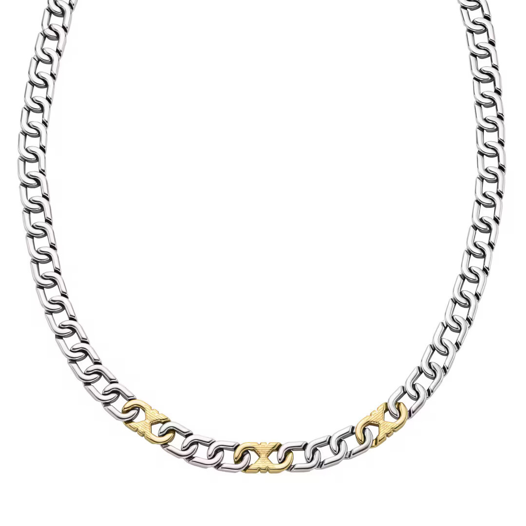 Emporio Armani Pánsky výrazný bicolor náhrdelník EGS3297040