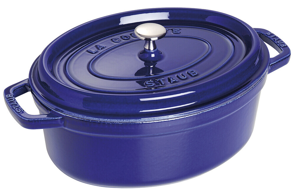 Liatinový hrniec s pokrievkou Cocottes Staub oválny tmavo modrá 33 cm 6,7 l