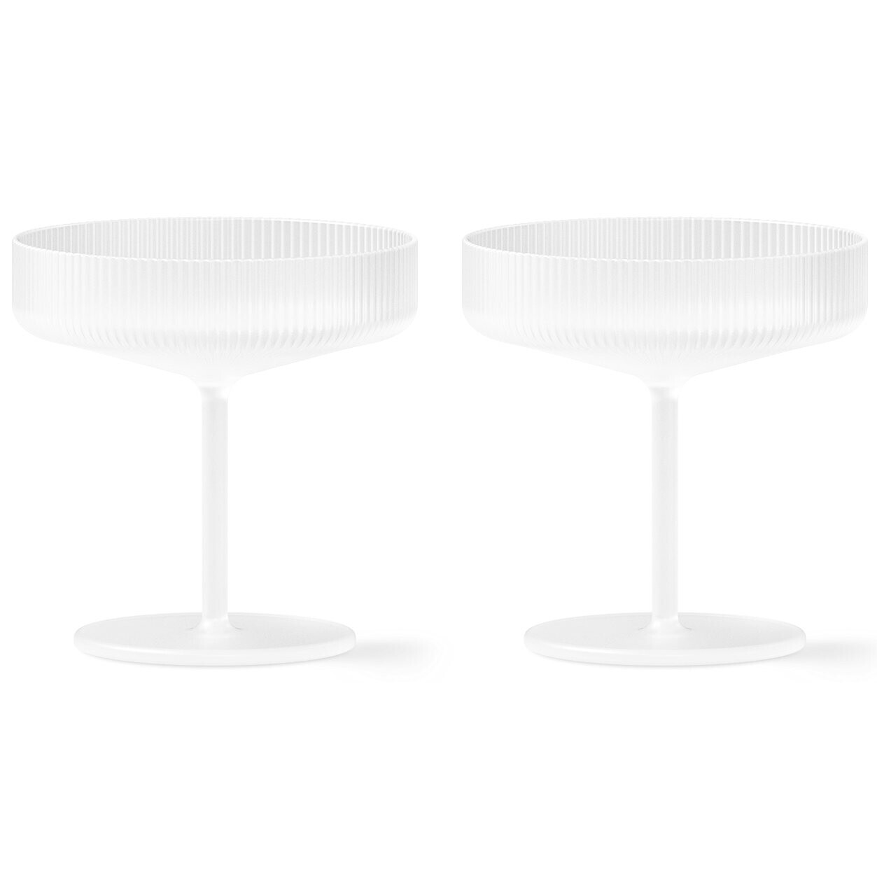 Pohár na šampanské RIPPLE 150 ml, sada 2 ks, biela, ferm LIVING