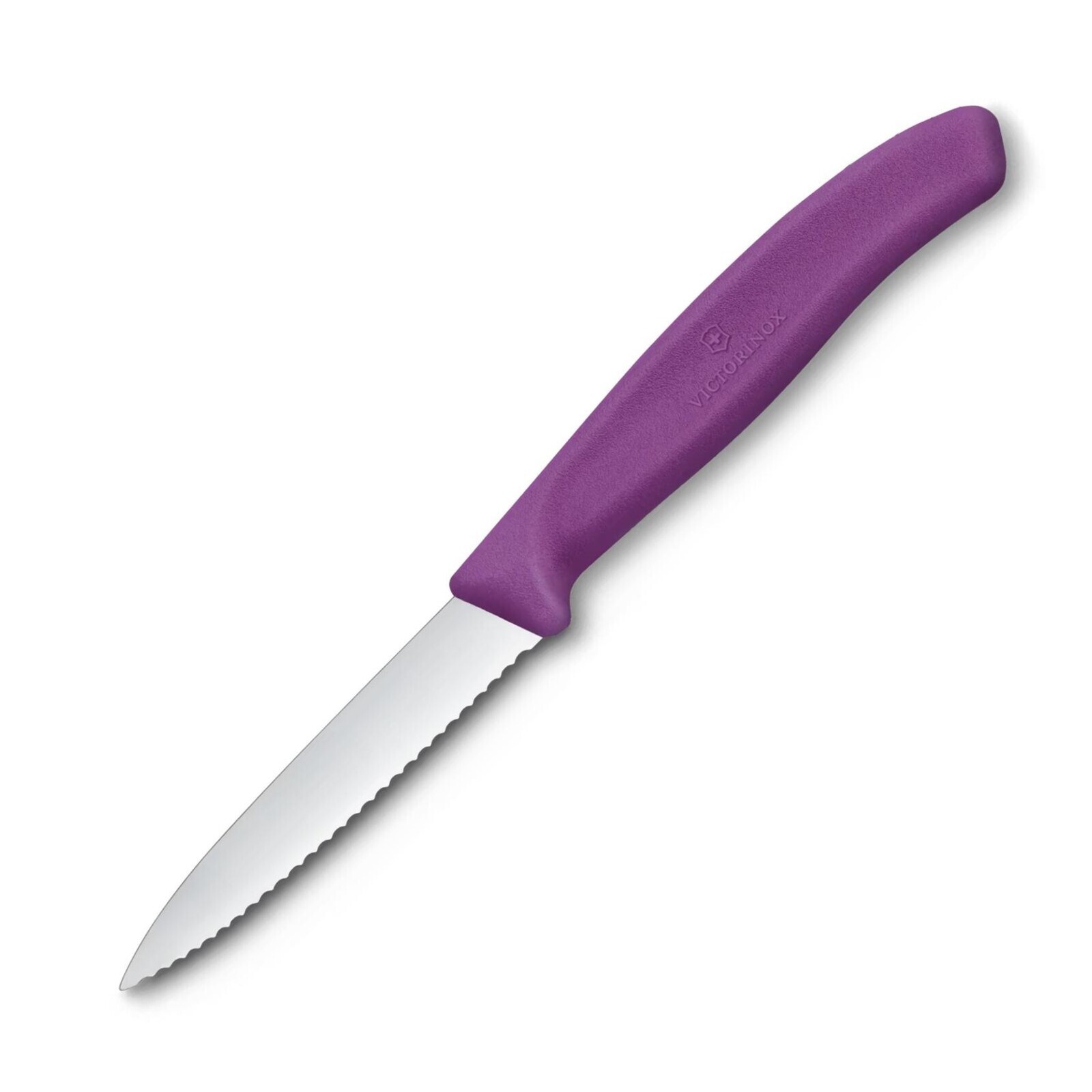 Nôž na krájanie / lúpanie SWISS CLASSIC 8 cm, vrúbkovaný, fialová, plast, Victorinox