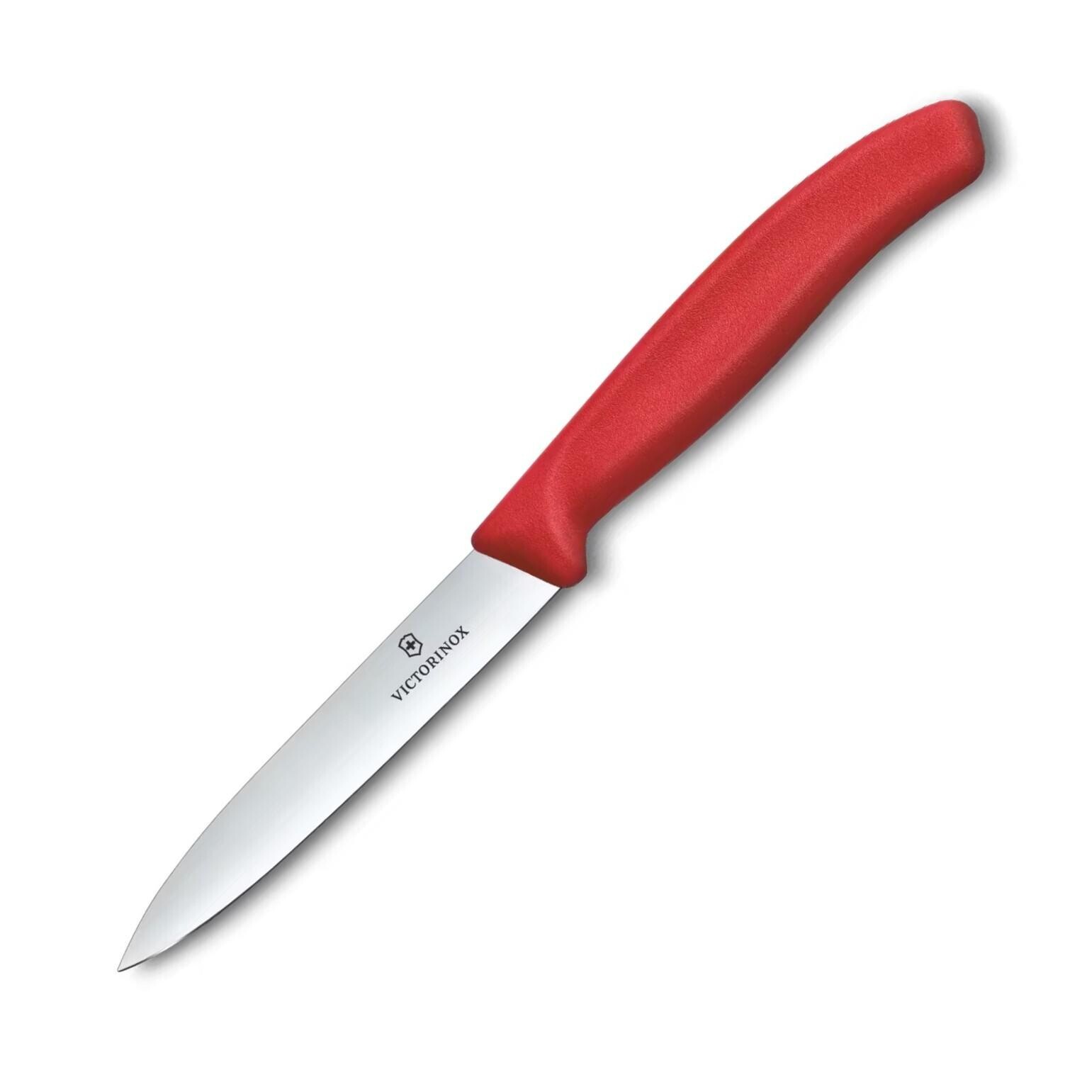 Nôž na krájanie / lúpanie SWISS CLASSIC 10 cm, červená, plast, Victorinox