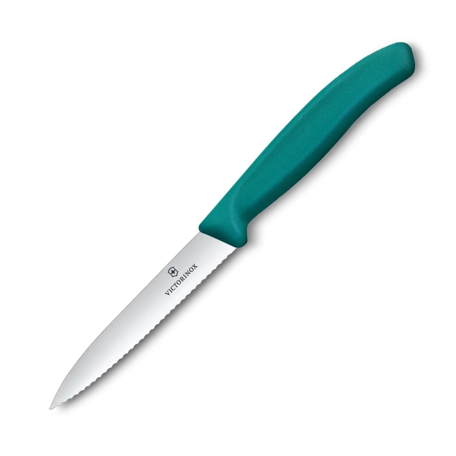 Nôž na krájanie / lúpanie SWISS CLASSIC 10 cm, vrúbkovaný, zelená, plast, Victorinox