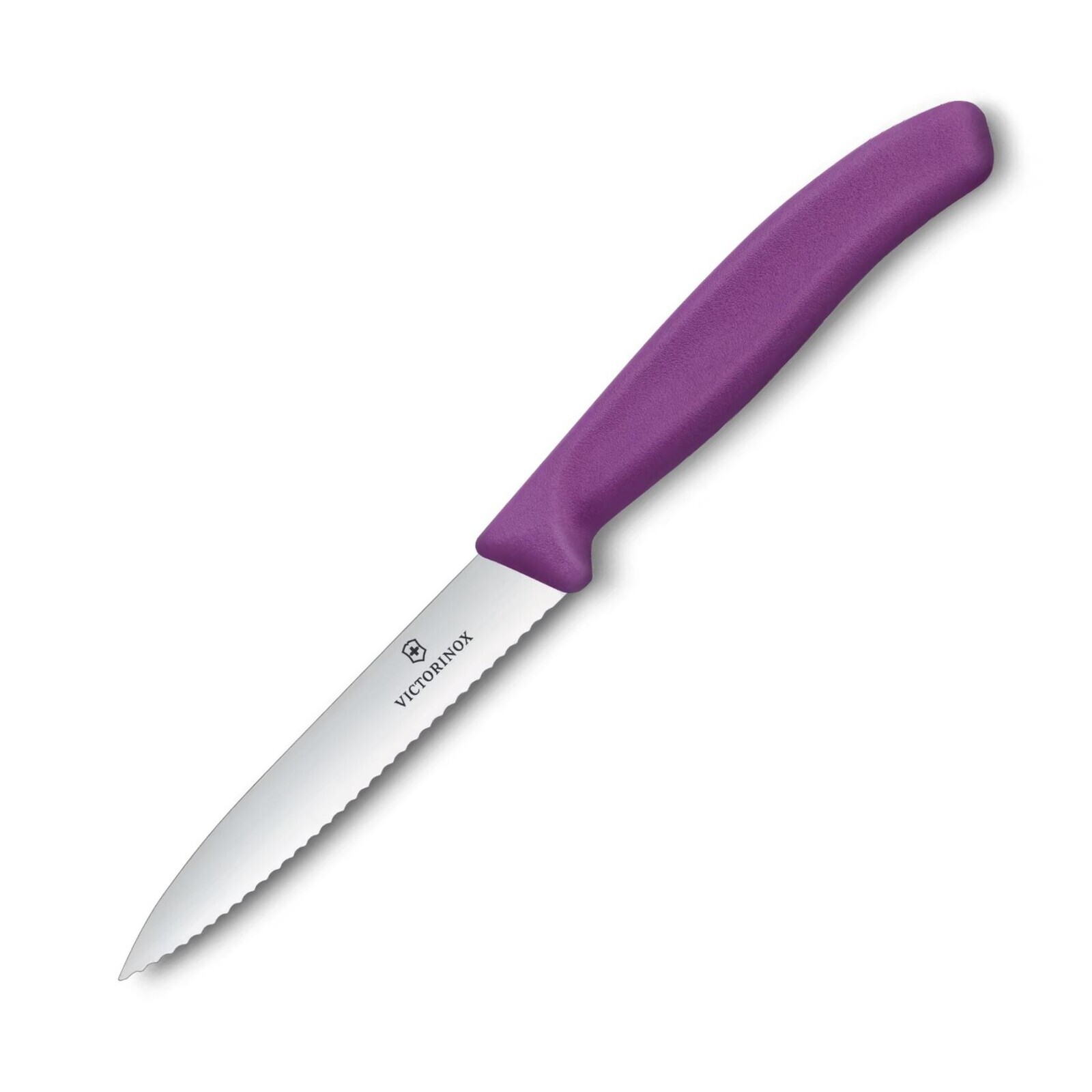 Nôž na krájanie / lúpanie SWISS CLASSIC 10 cm, vrúbkovaný, fialová, plast, Victorinox