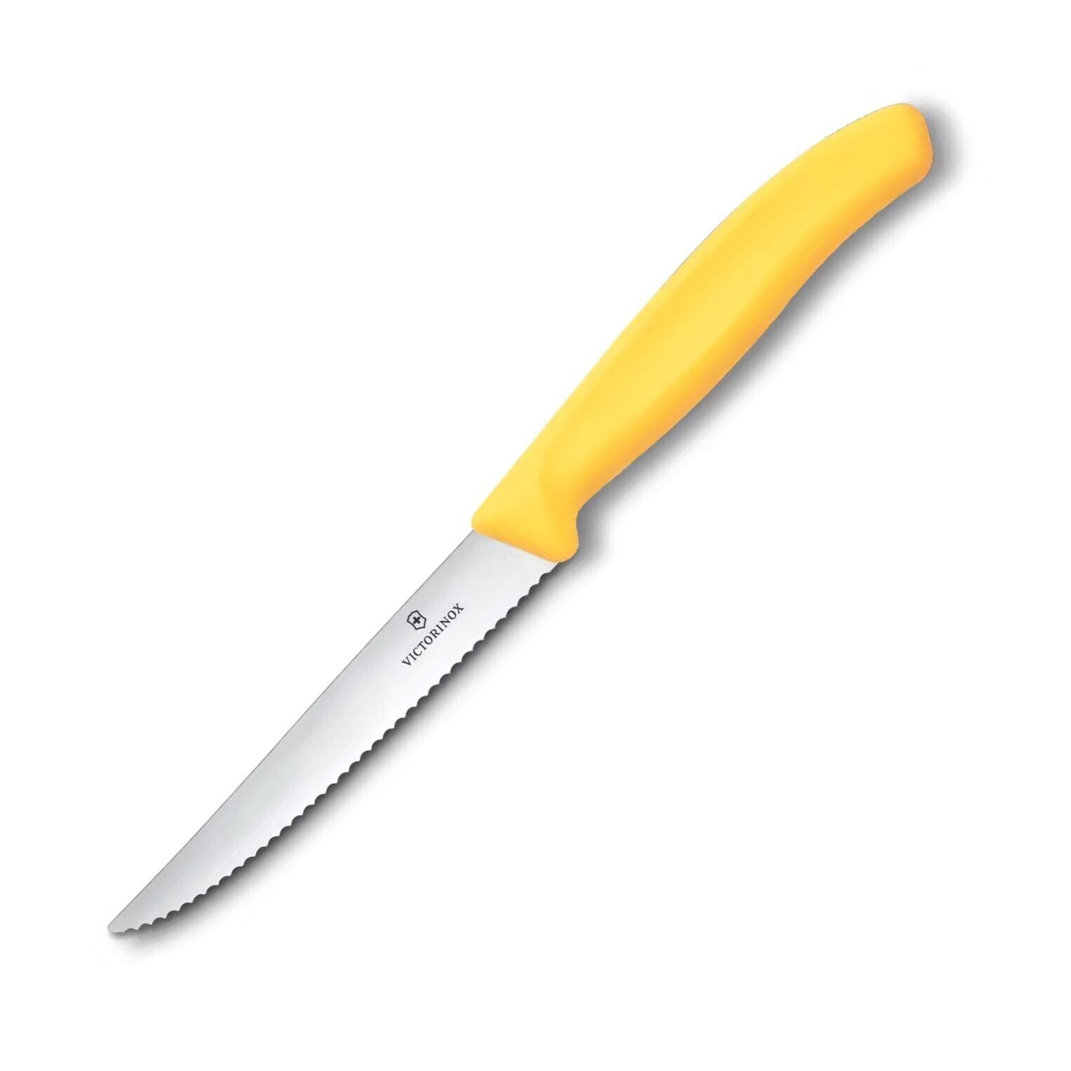Nôž na steak SWISS CLASSIC 11 cm, vrúbkovaný, žltá, plast, Victorinox
