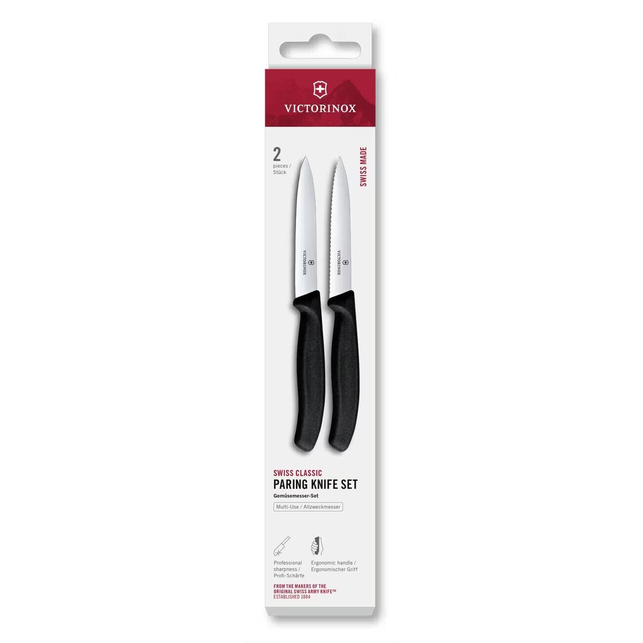 Sada nožov SWISS CLASSIC 10 cm, sada 2 ks, čierna, plast, Victorinox