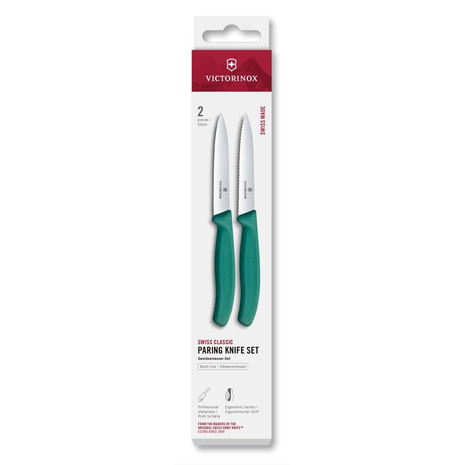 Sada nožov SWISS CLASSIC 10 cm, sada 2 ks, zelená, plast, Victorinox