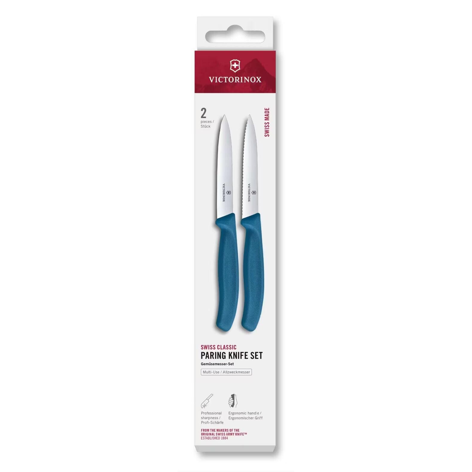 Sada nožov SWISS CLASSIC 10 cm, sada 2 ks, modrá, plast, Victorinox