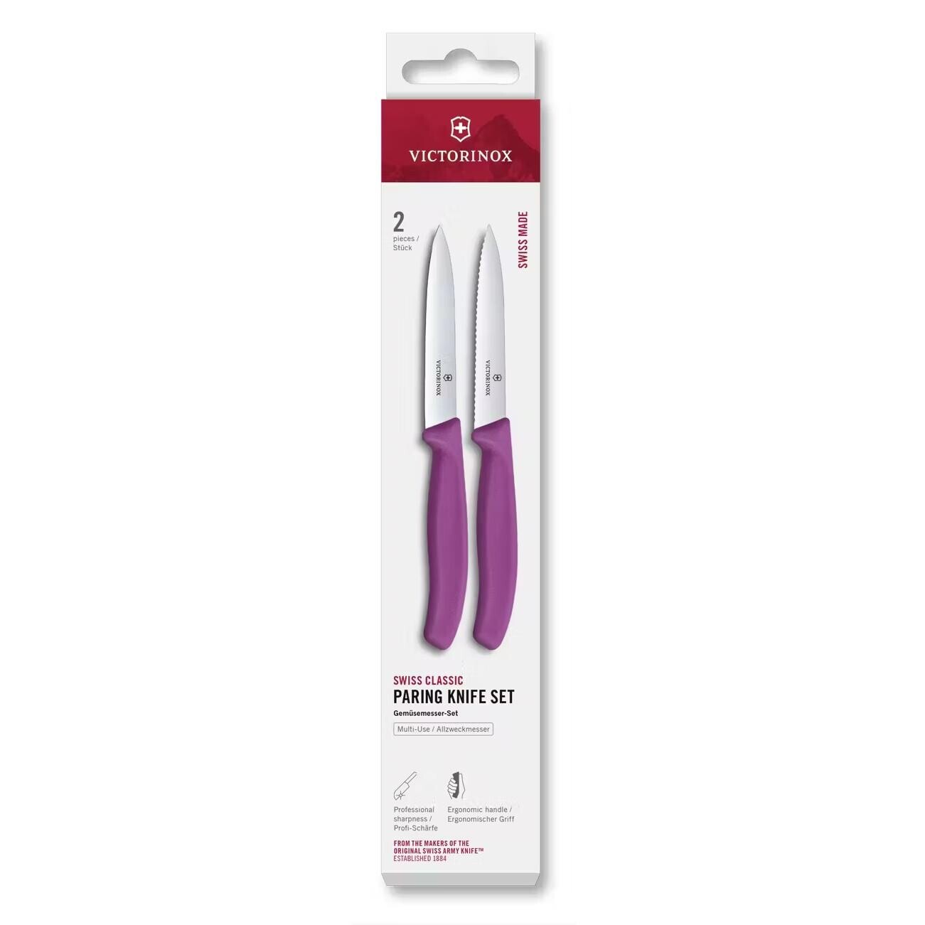 Sada nožov SWISS CLASSIC 10 cm, sada 2 ks, fialová, plast, Victorinox