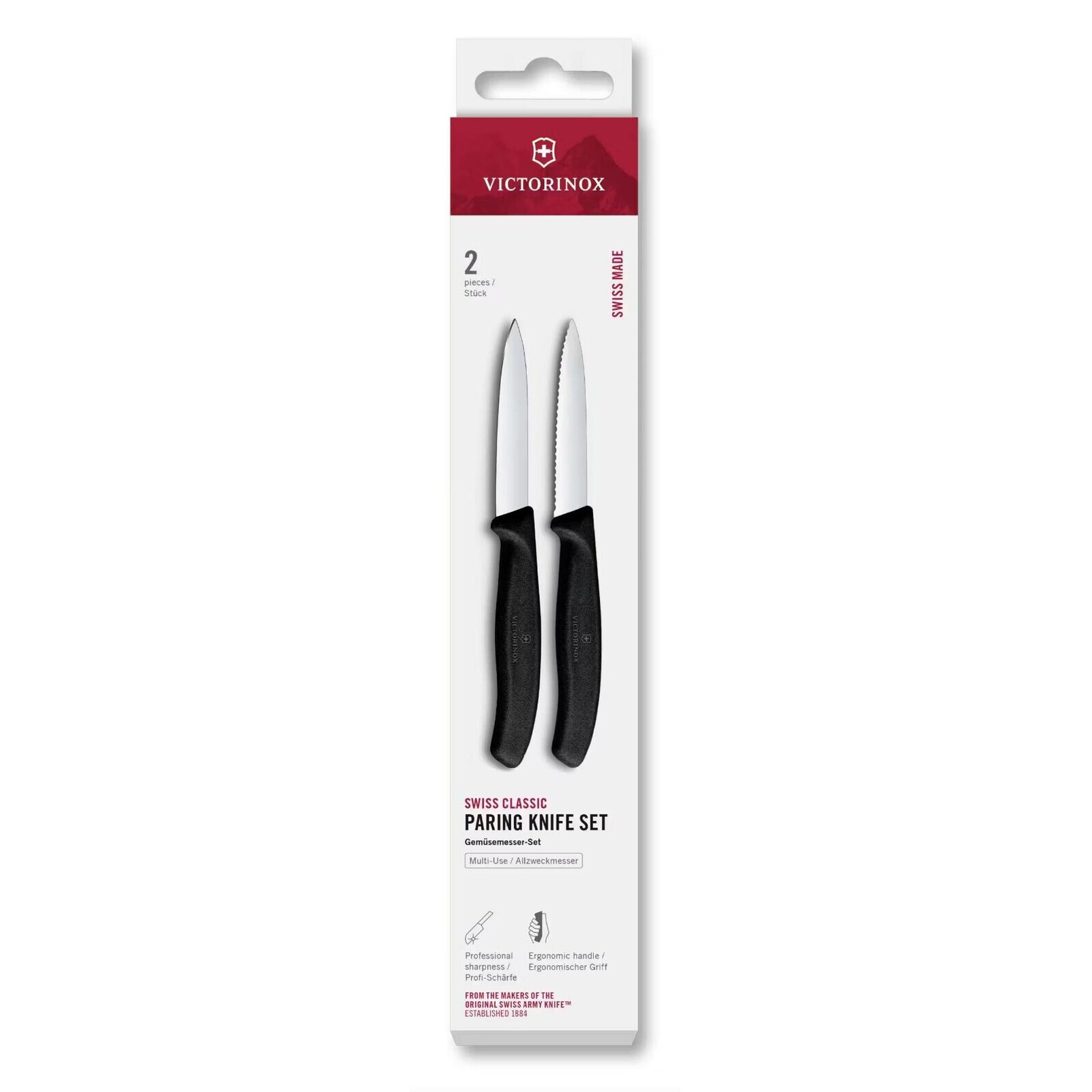 Sada nožov SWISS CLASSIC 8 cm, sada 2 ks, čierna, plast, Victorinox