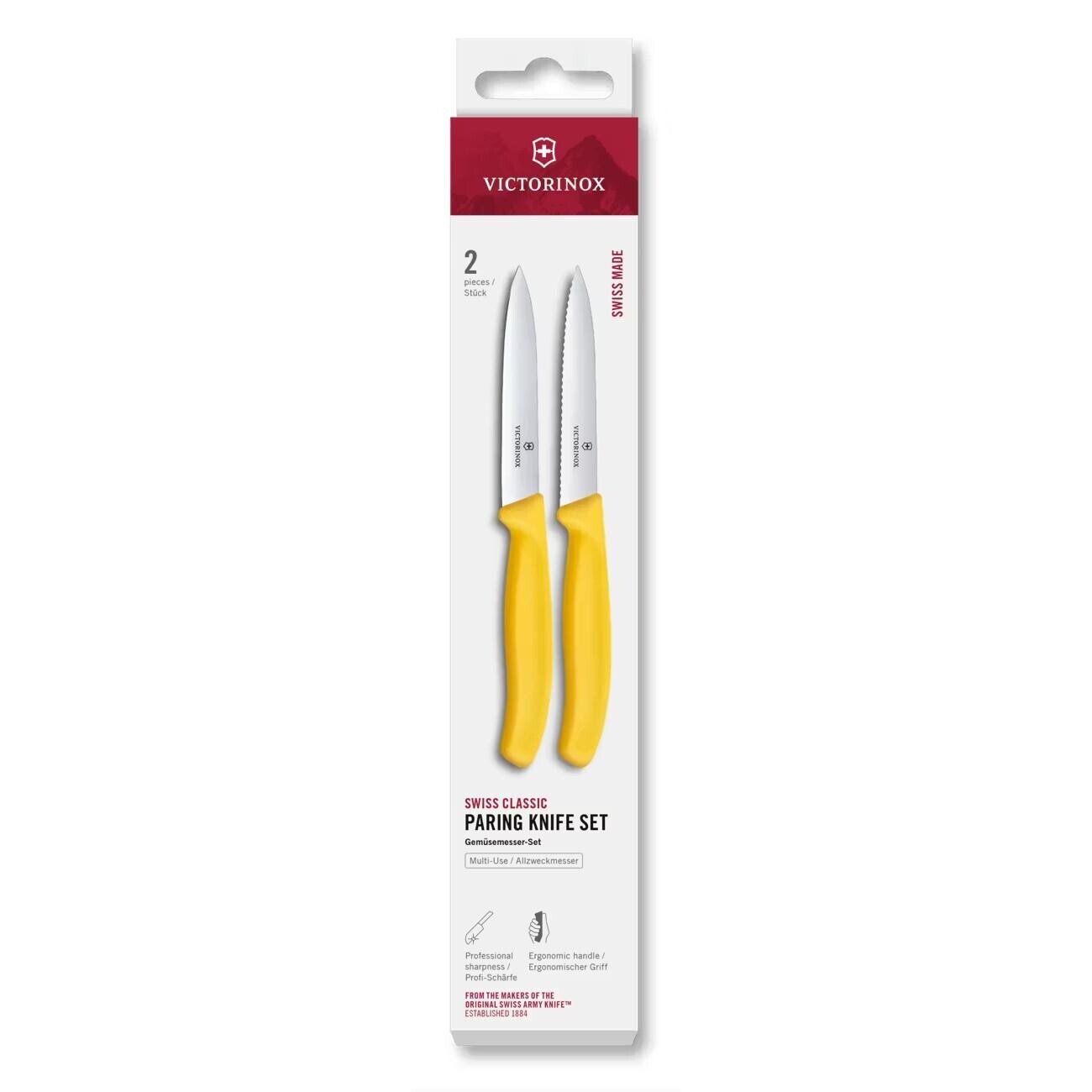 Sada nožov SWISS CLASSIC 10 cm, sada 2 ks, žltá, plast, Victorinox