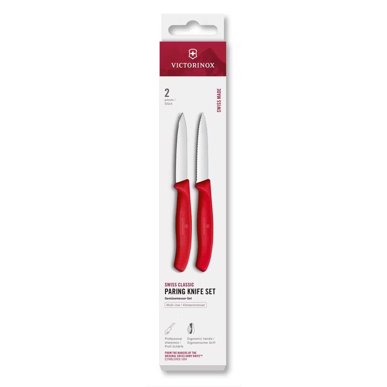 Sada nožov SWISS CLASSIC 8 cm, sada 2 ks, červená, plast, Victorinox