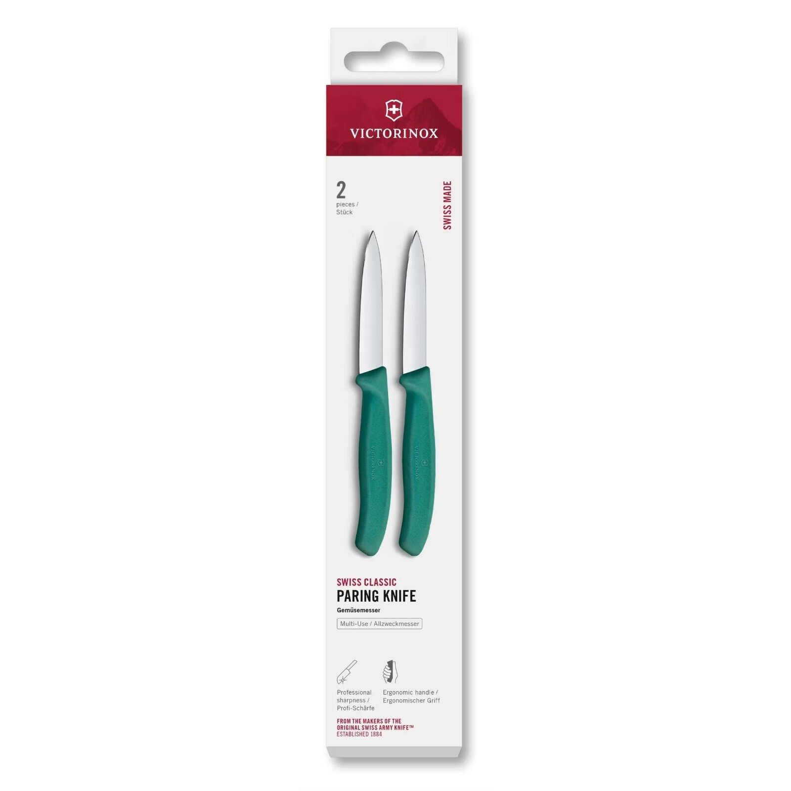 Sada nožov SWISS CLASSIC 8 cm, sada 2 ks, zelená, plast, Victorinox