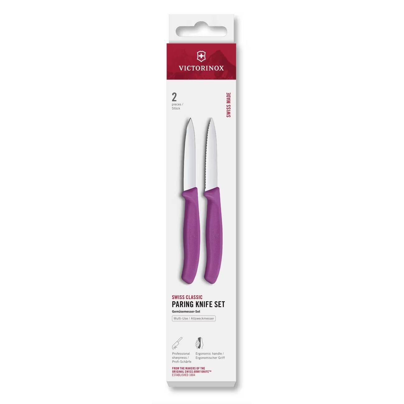 Sada nožov SWISS CLASSIC 8 cm, sada 2 ks, fialová, plast, Victorinox