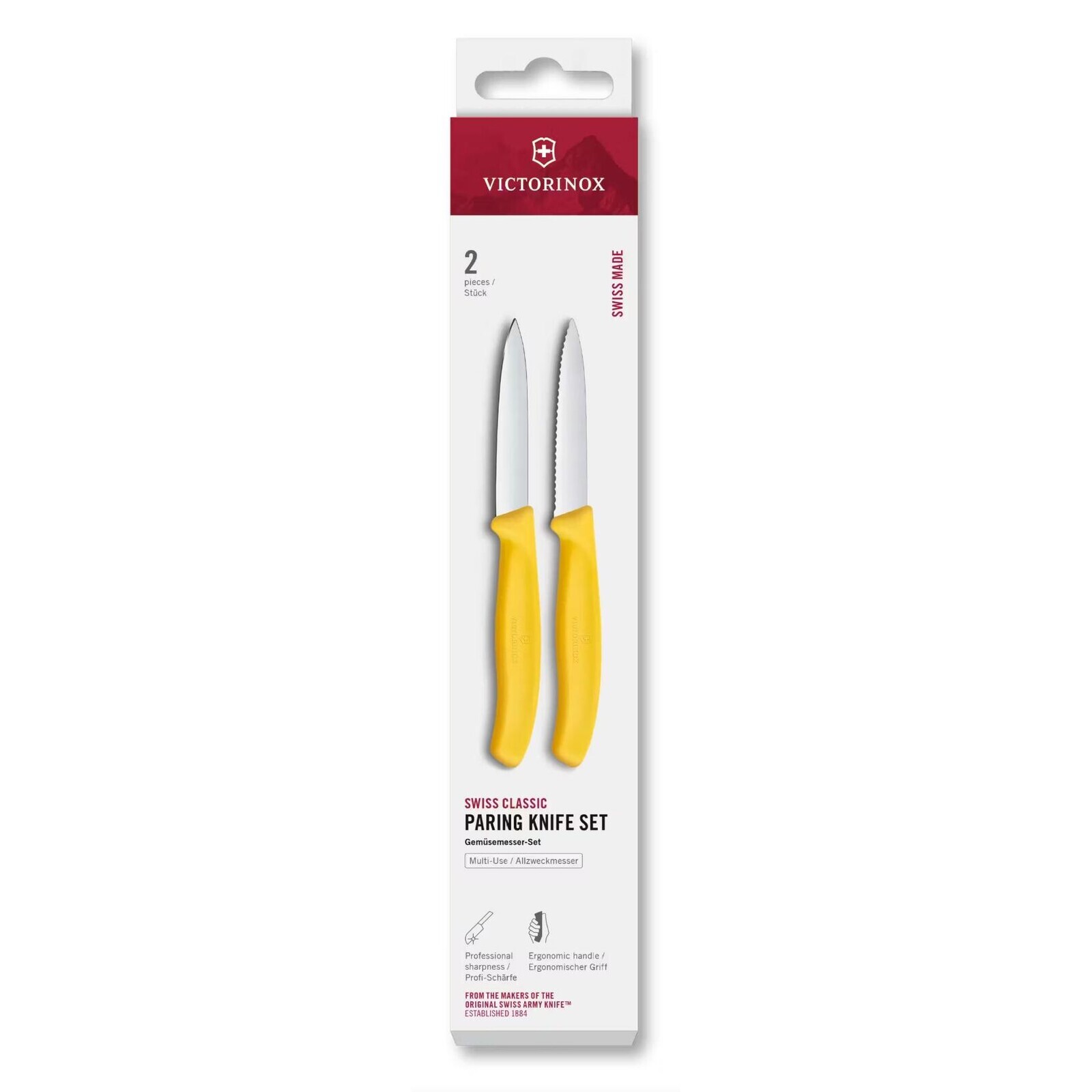 Sada nožov SWISS CLASSIC 8 cm, sada 2 ks, žltá, plast, Victorinox