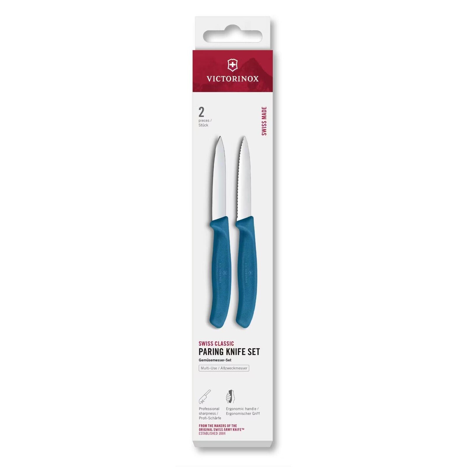 Sada nožov SWISS CLASSIC 8 cm, sada 2 ks, modrá, plast, Victorinox