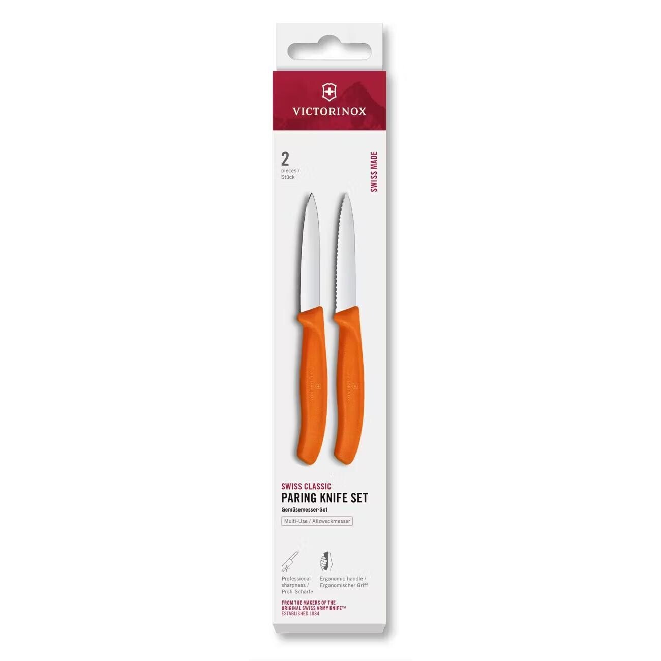 Sada nožov SWISS CLASSIC 8 cm, sada 2 ks, oranžová, plast, Victorinox
