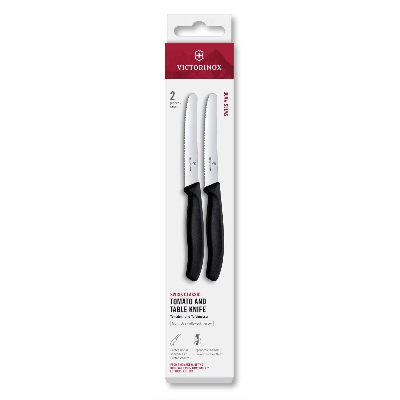 Sada nožov SWISS CLASSIC 11 cm, sada 2 ks, vrúbkované, čierna, plast, Victorinox
