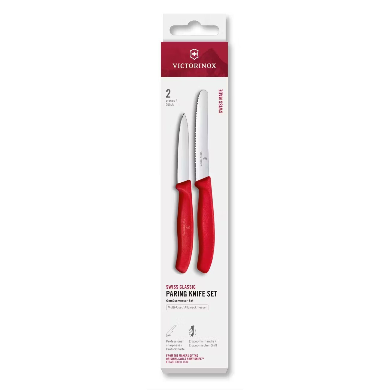 Sada nožov SWISS CLASSIC 8 a 11 cm, sada 2 ks, červená, plast, Victorinox