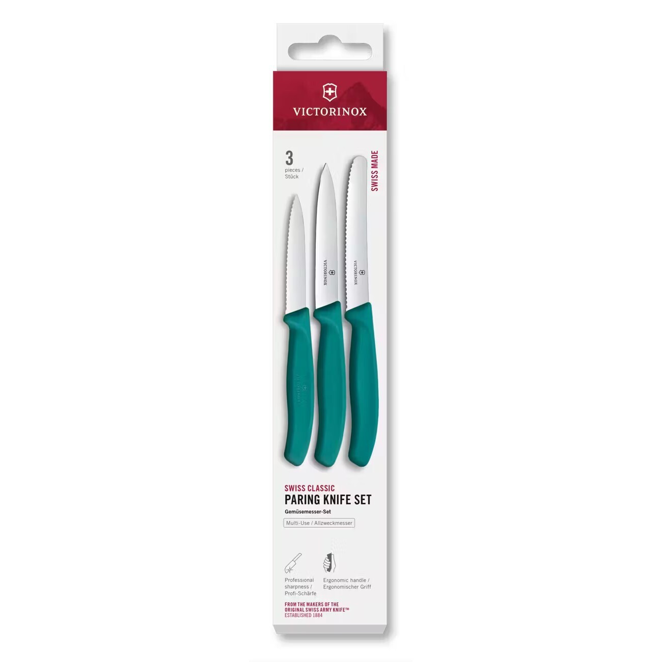 Sada nožov SWISS CLASSIC, sada 3 ks, zelená, plast, Victorinox