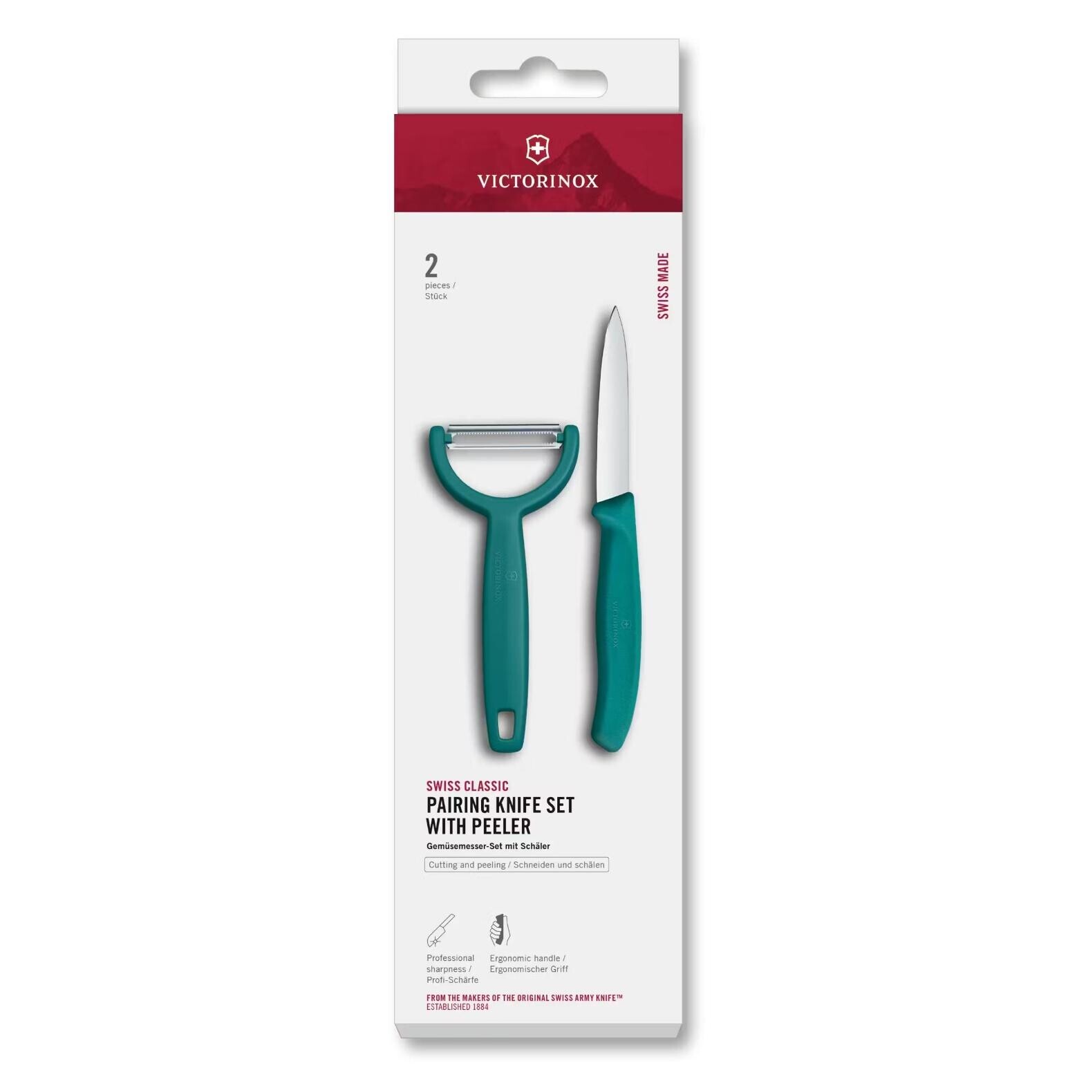 Sada noža a škrabky SWISS CLASSIC, sada 2 ks, zelená, plast, Victorinox