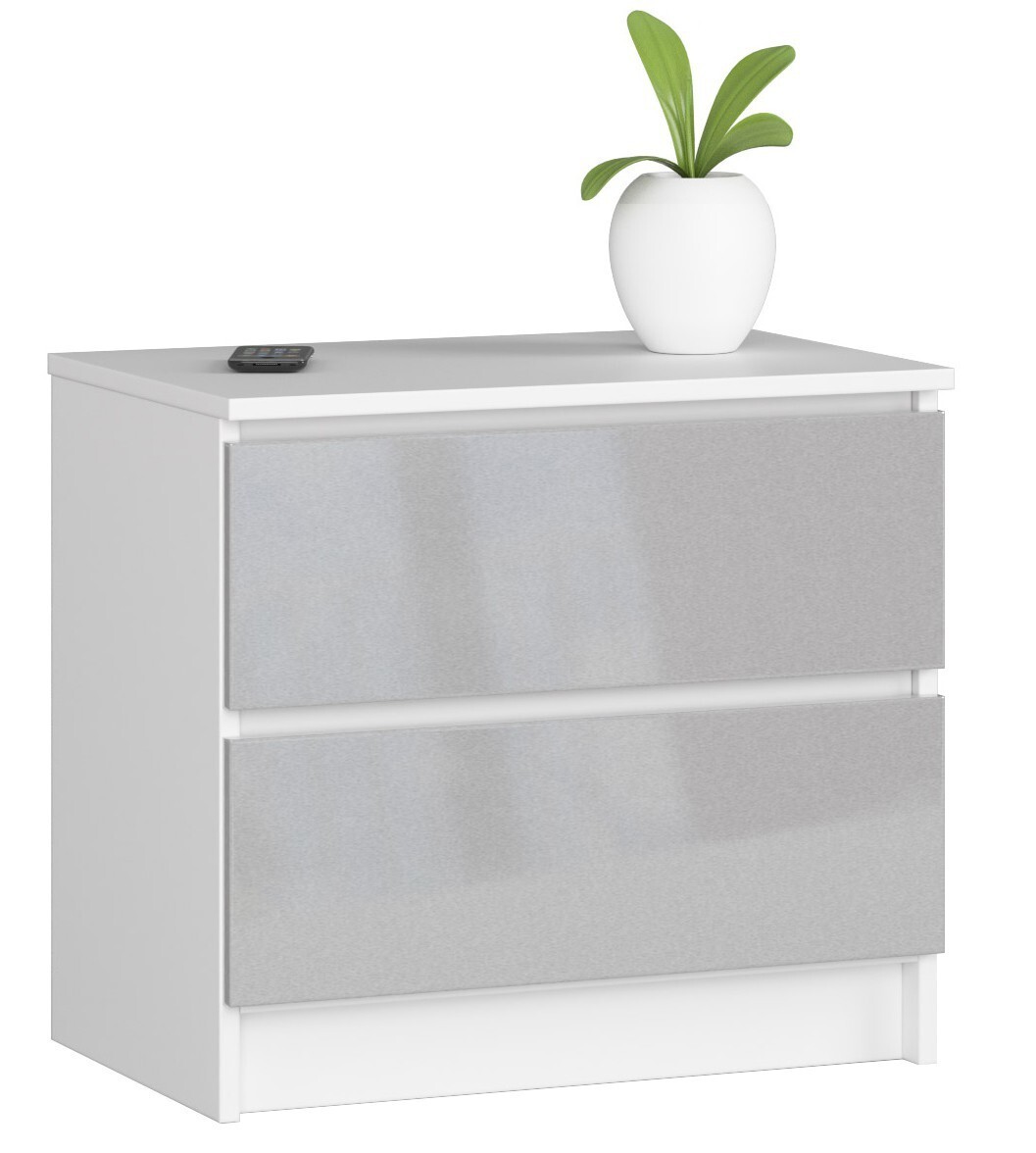 Komoda Liv 60 cm biela/sivá lesklá