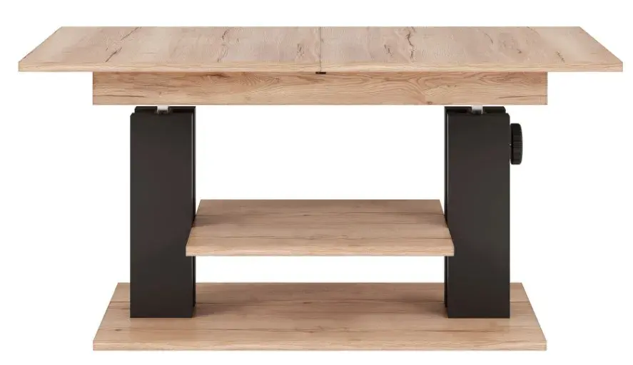 Výškově nastavitelný rozkládací konferenční stolek Moduvo 120/170 cm dub Halifax/černý