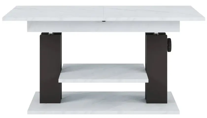 Výškově nastavitelný rozkládací konferenční stolek Moduvo 120/170 cm mramor/černý