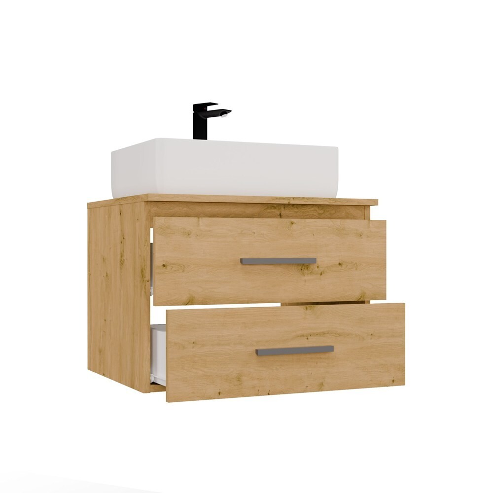 Závěsná skříňka pod umyvadlo s deskou Nel 2S 60 cm dub Artisan