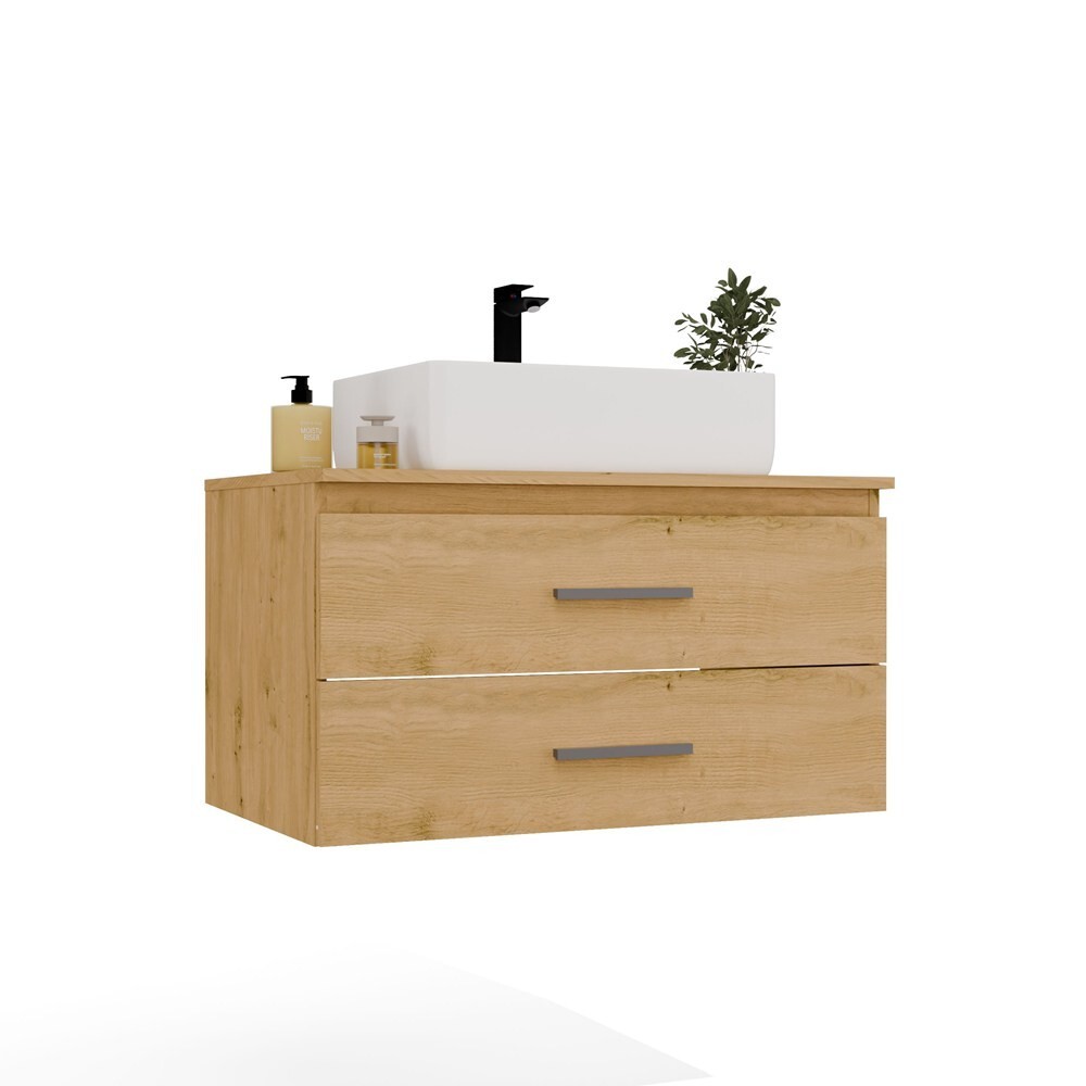 Závěsná skříňka pod umyvadlo s deskou Nel 2S 80 cm dub Artisan