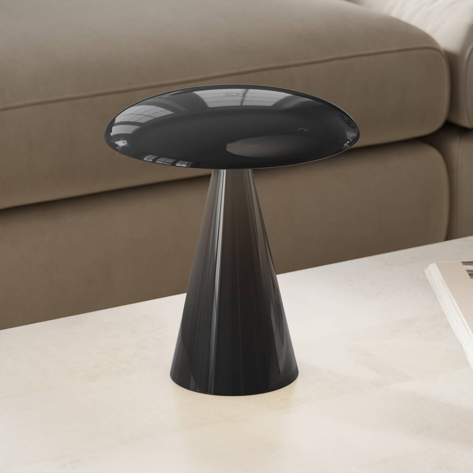 Stolová LED lampa Beacon s akumulátorom, Kinoko, čierna, 27 cm, CCT