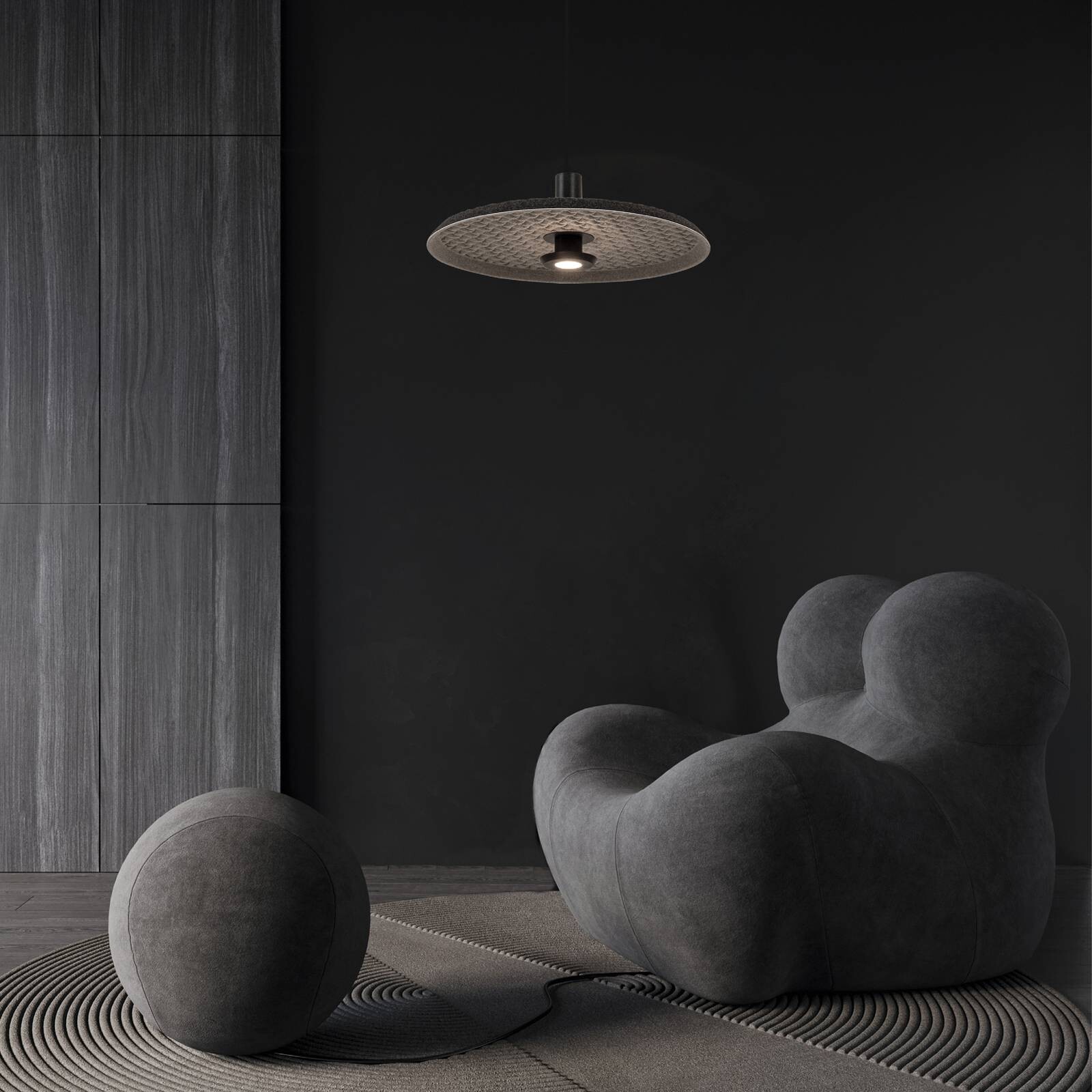 LED závesné svietidlo 25176, šedá/čierna, Ø 45 cm, kov