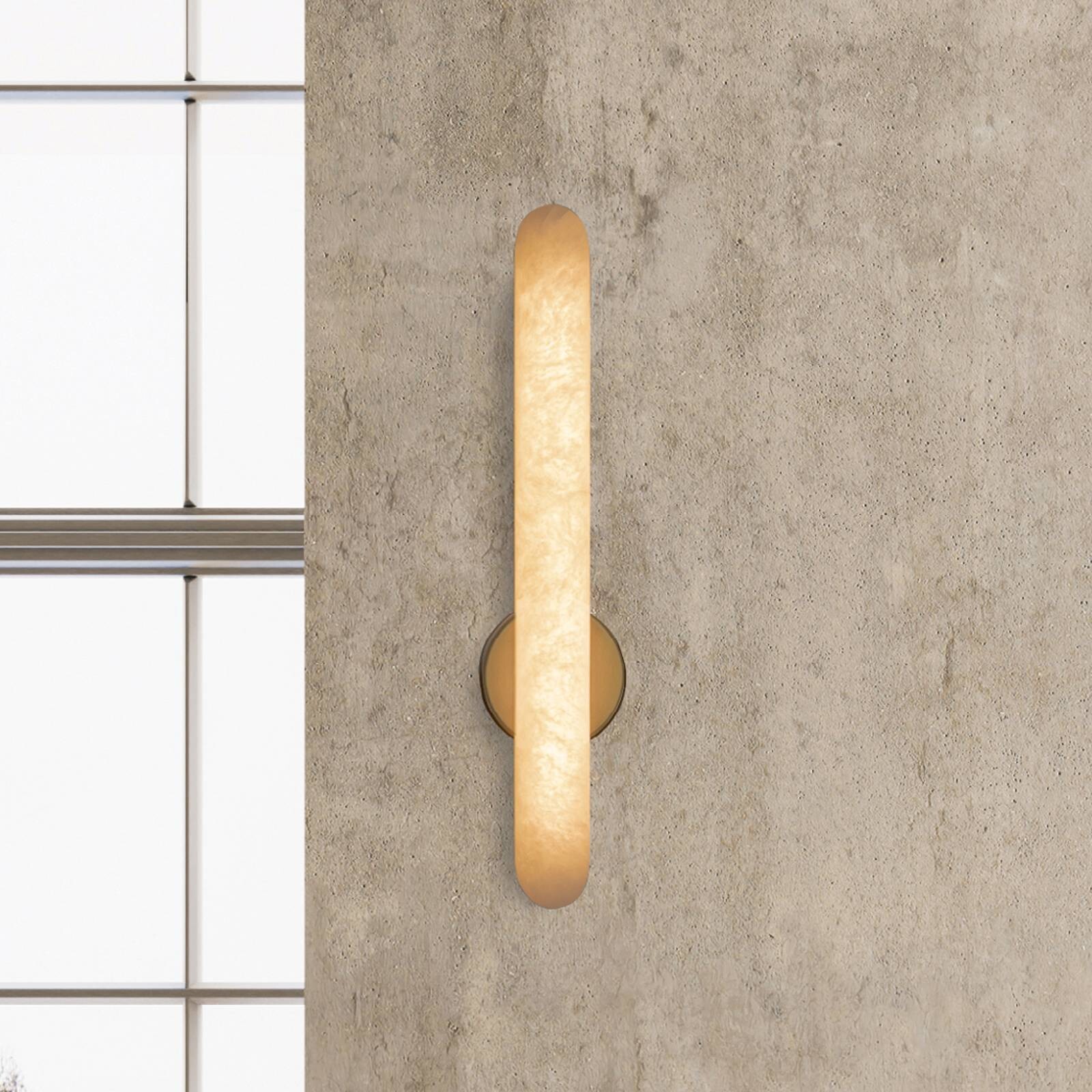 LED nástenné svetlo 2547, biela, výška 37 cm, alabastrová, stmievateľné