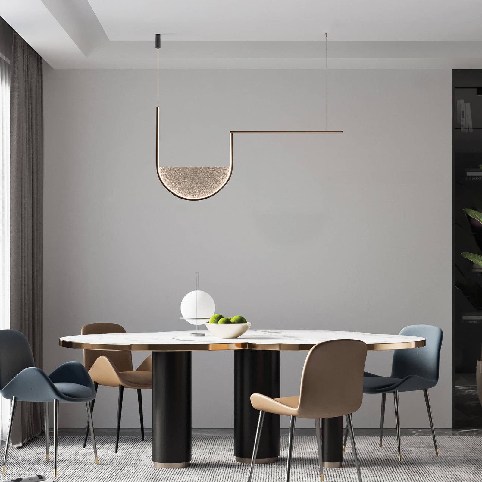 LED závesné svietidlo 23170, sivá/čierna, 101 cm, sklo/kov, CCT