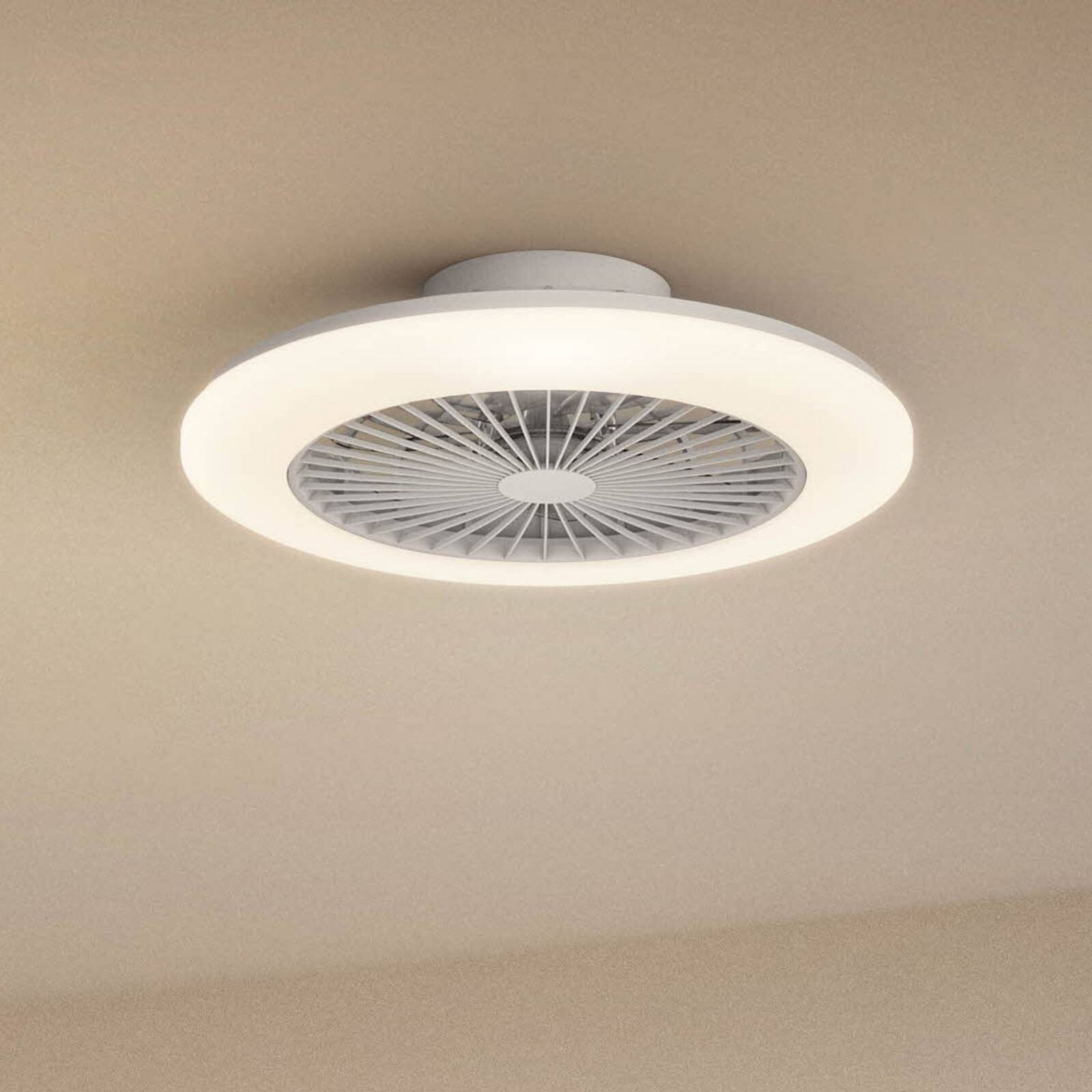 Stropný ventilátor Philips LED Amigo, lesklá biela, 58 cm, CCT