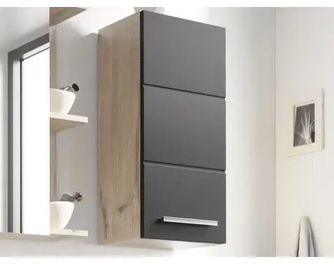 Nástenná kúpeľňová skrinka Vista 34 cm, dub viking/čierna%